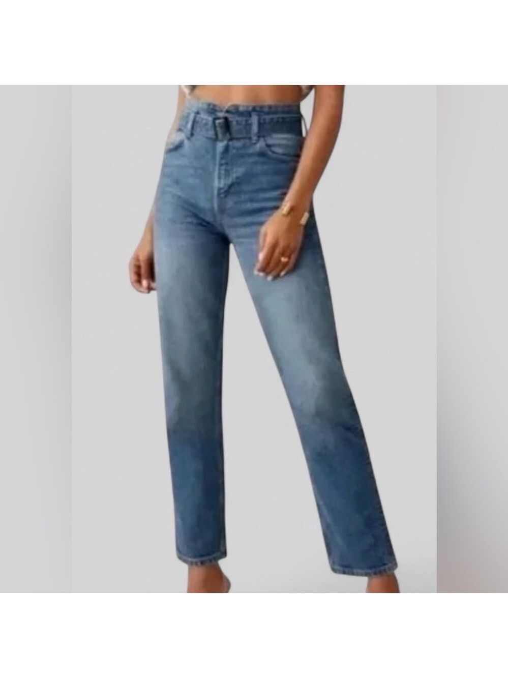 Reformation Cynthia Belted High Rise Straight Jeans size 26 NWT - Picture 2 of 13
